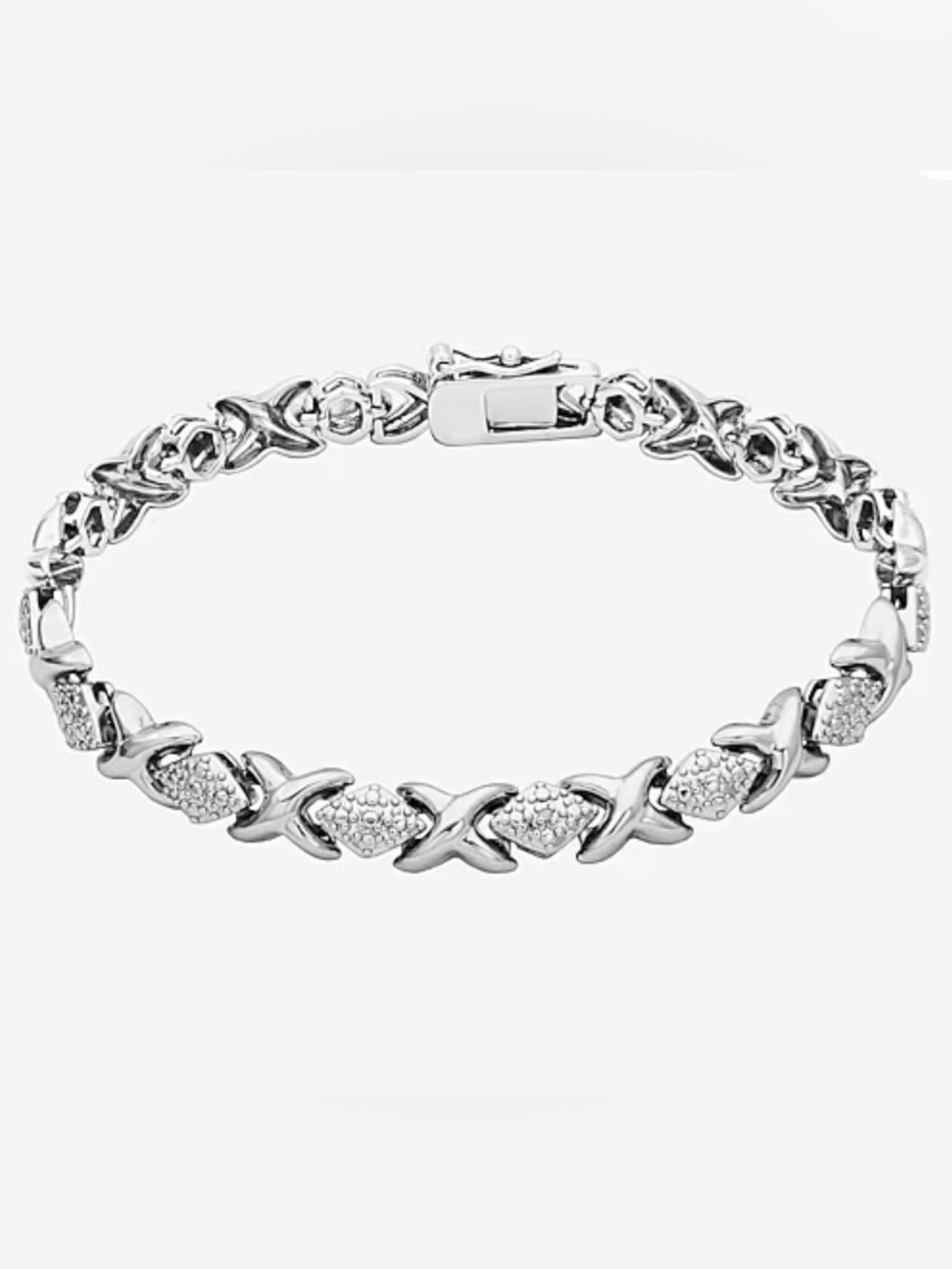 Sterling Silver Diamond X-Link Bracelet - Women Jewelry